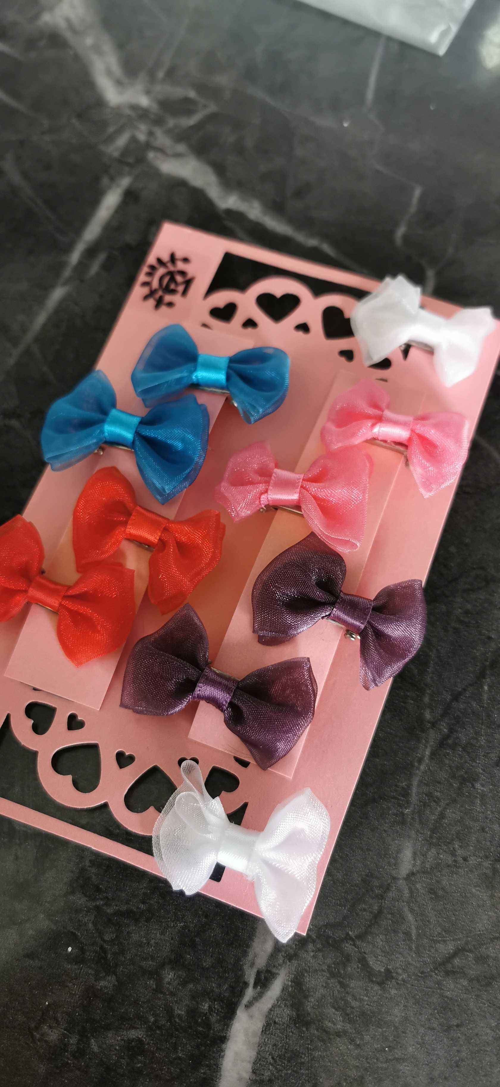 Pack of 10 Mini hair bows on crocodile clips 2cm