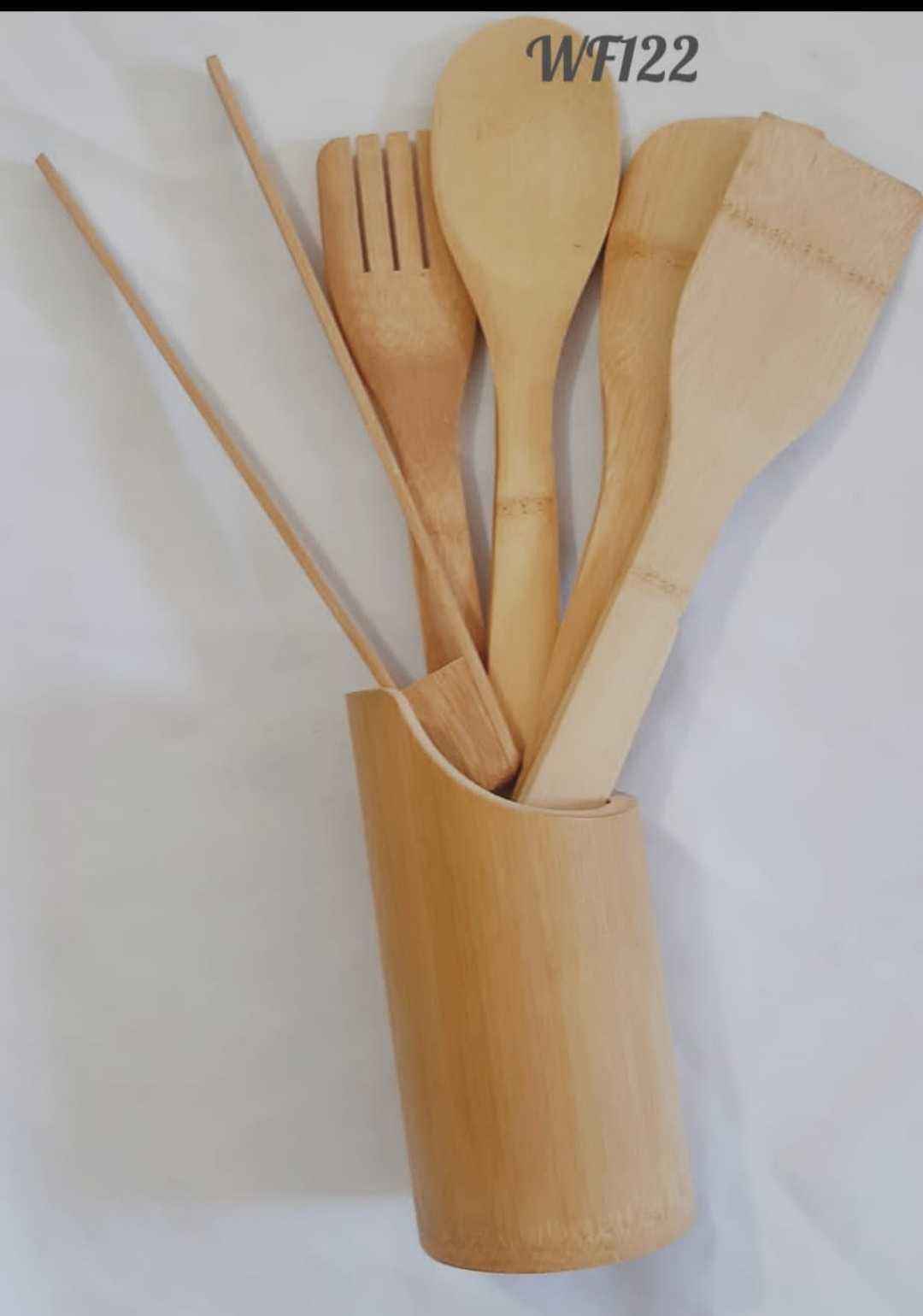 Wooden 5pcs cutlery with holder