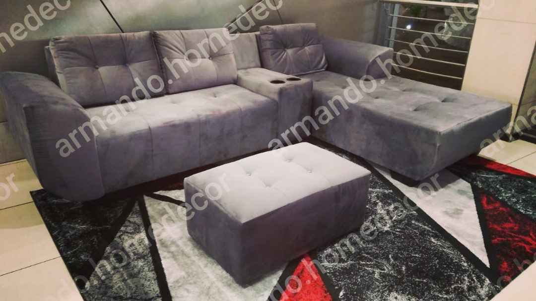 New grey velvet corner couch