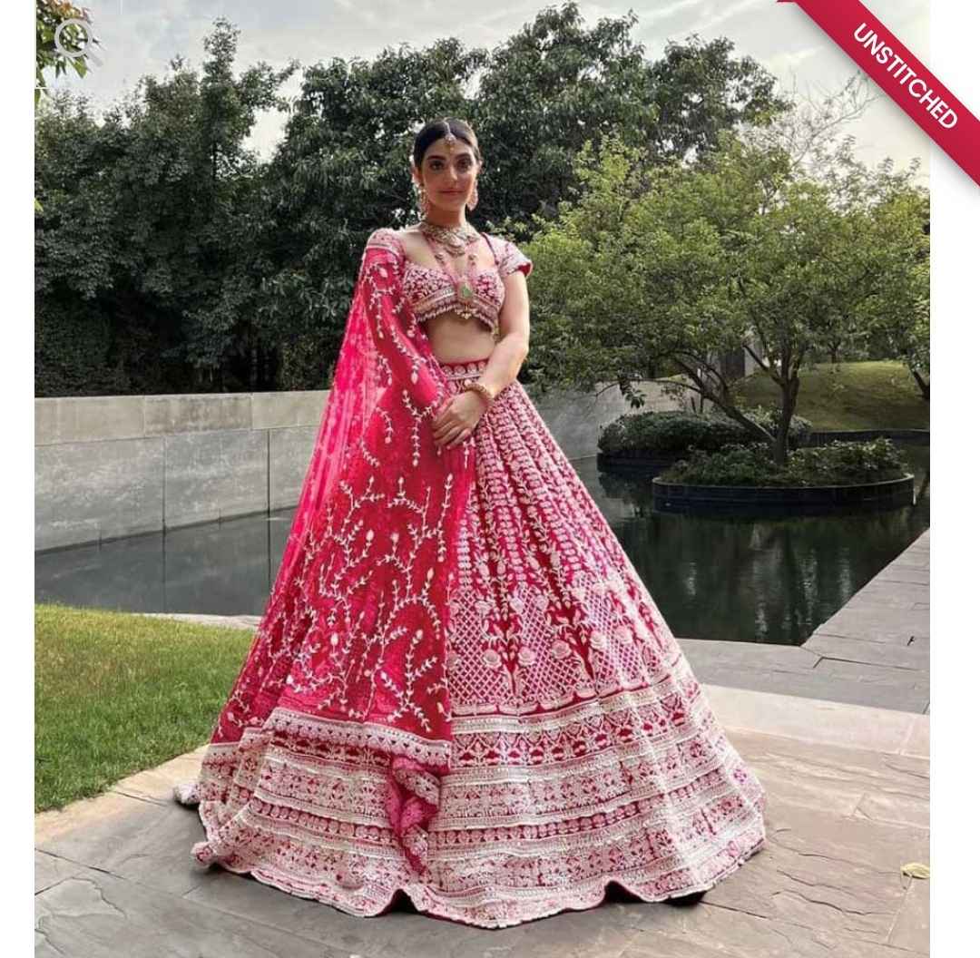 Pink and white lehenga 