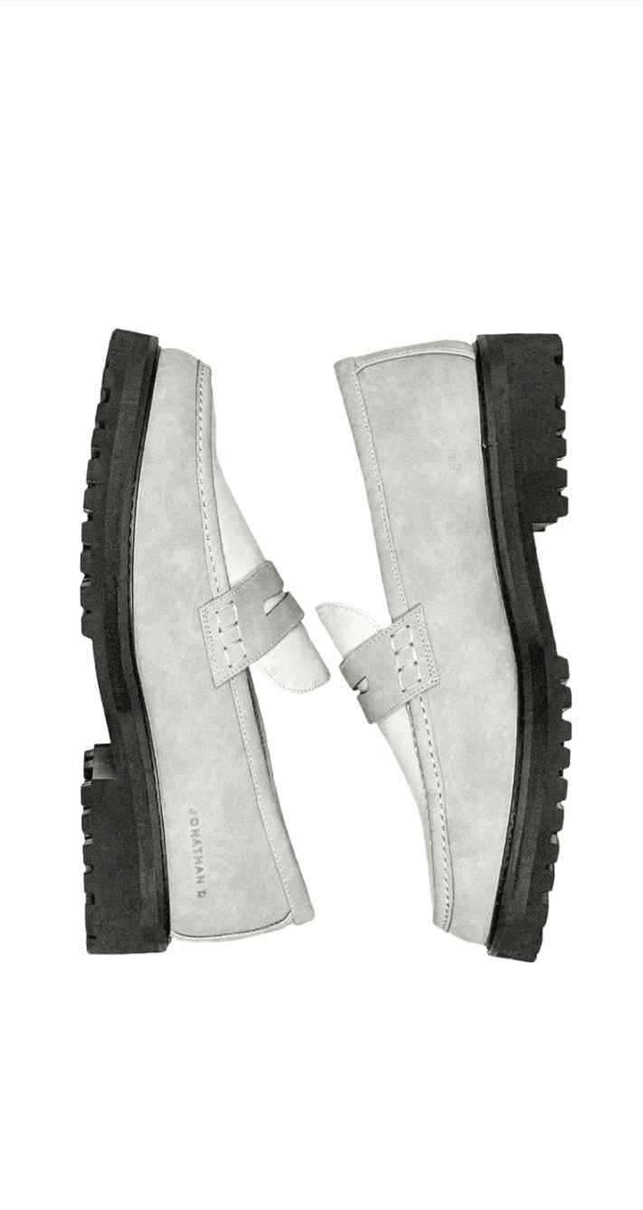 Jonathan D Grey White Penny Moc Nubuck