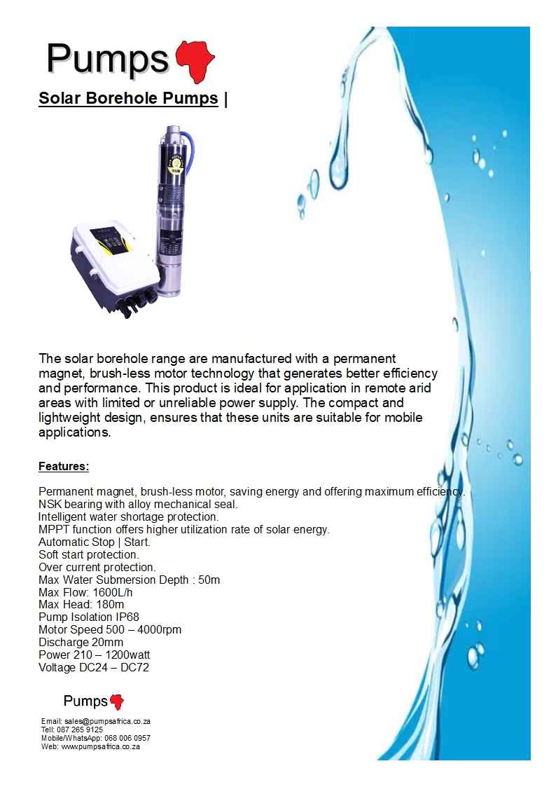 Solar Borehole Pumps (Excl Solar Panels)