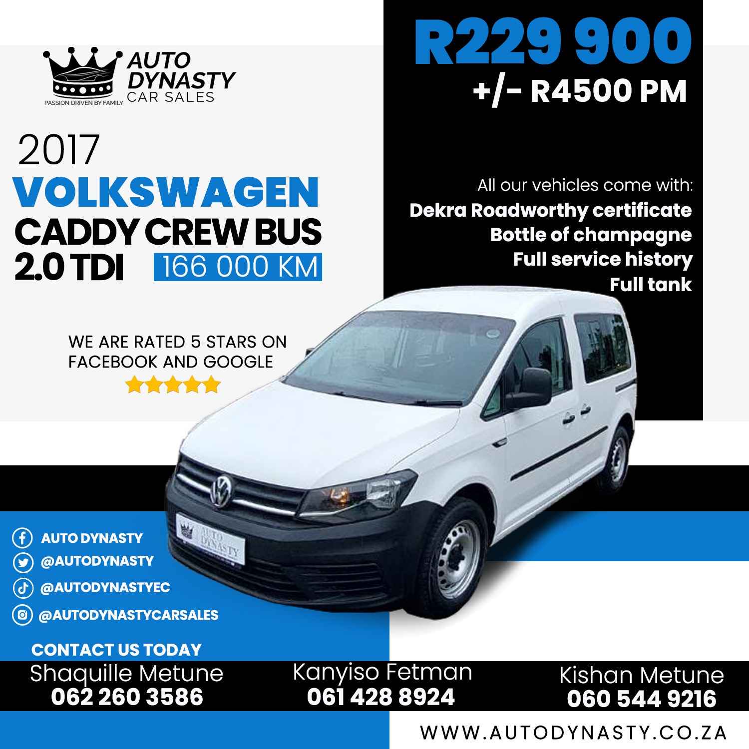 2017 Volkswagen Caddy Crewbus 2.0TDI