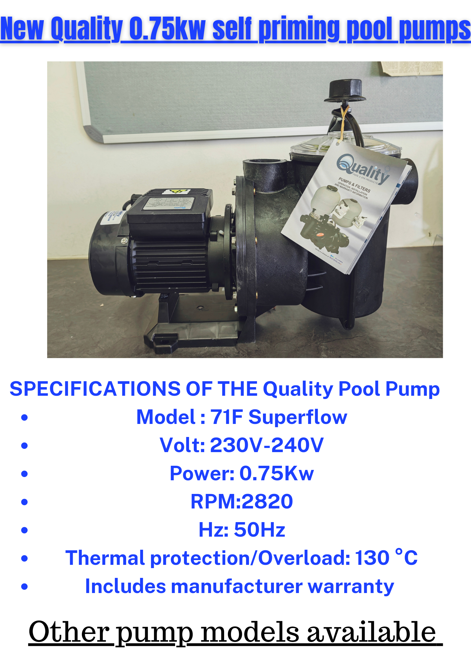 Quality 0.75kW Pump