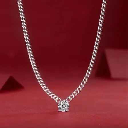 1Cts Moissanite Cuban Chain Necklace 