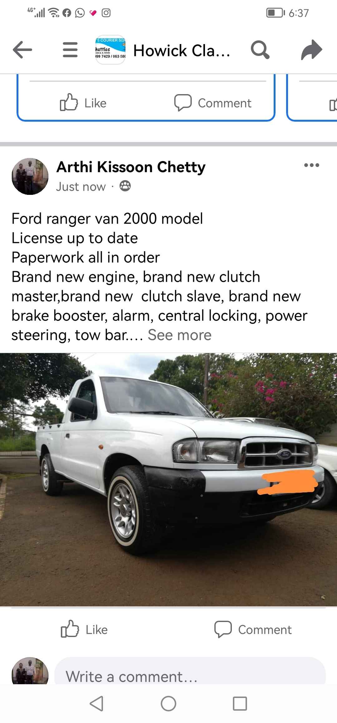 Ford ranger van 2000 model 