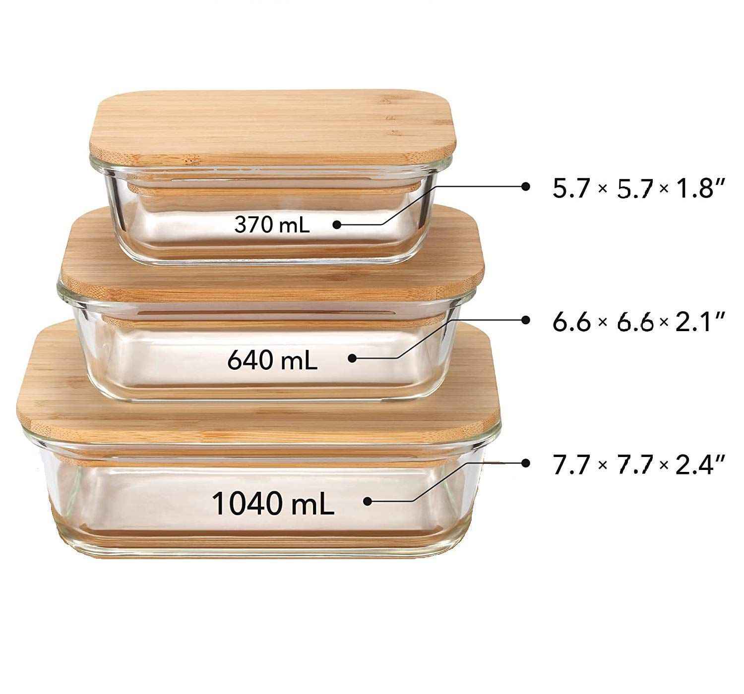 3pc Glass Container Set with Bamboo Lid