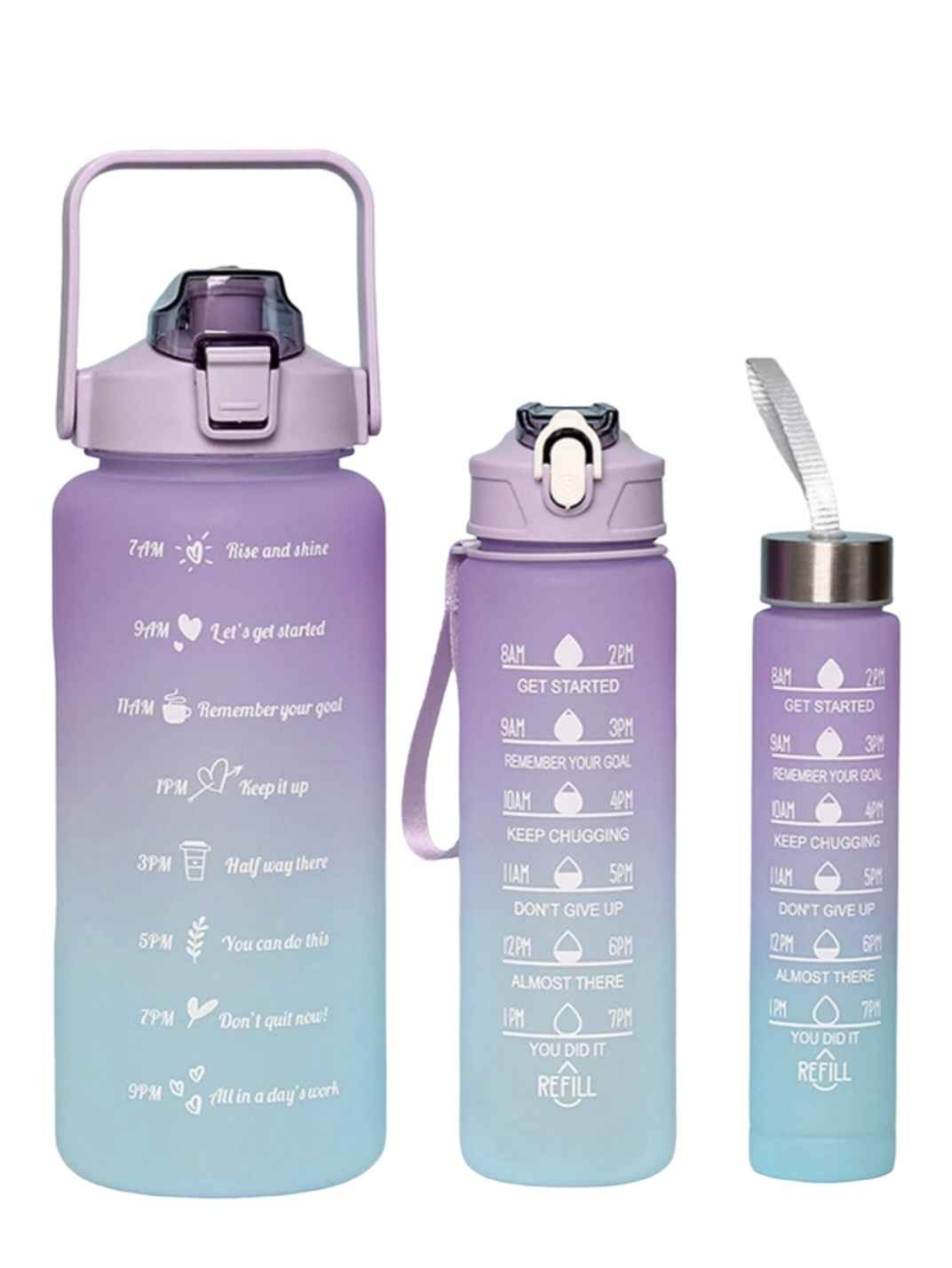3 piece VSCO ombre timer water bottle