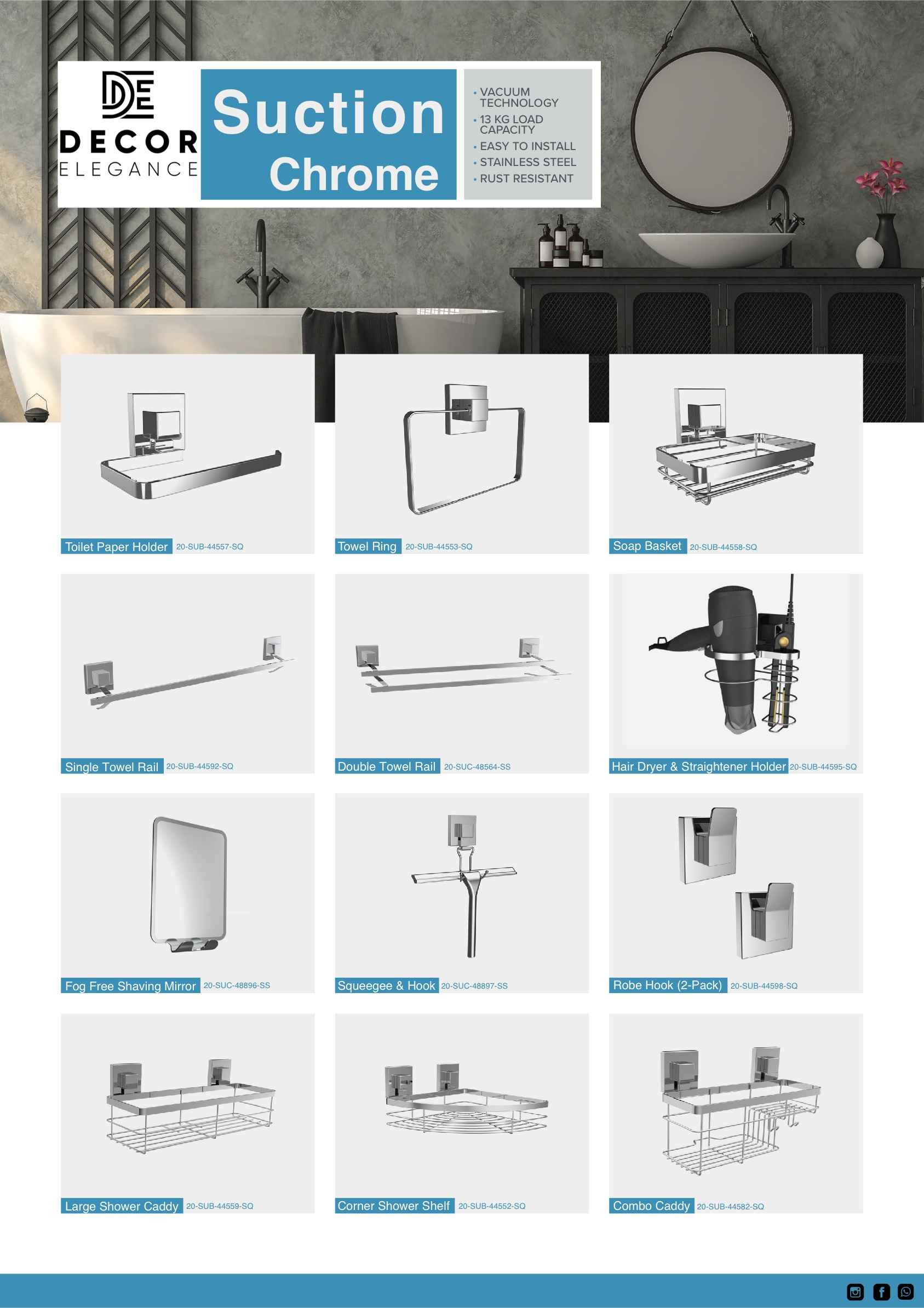 Vacuum-Loc no drills or screws bathroom accessories