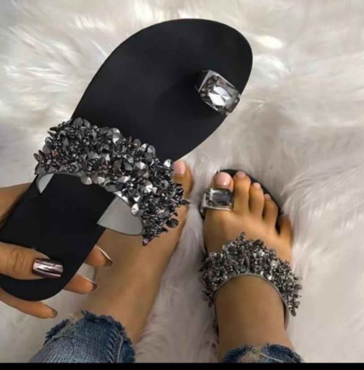Women's Glitter Sequin Sandals, Sandy Beach Sequin Toe Post Flip Flop Sandal