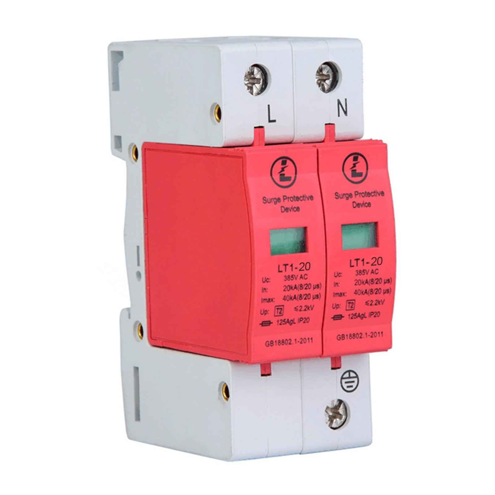 2p 20ka/40ka/65ka/80ka 420v Ac Surge Protector Lightning House Arrester Device Jikaix