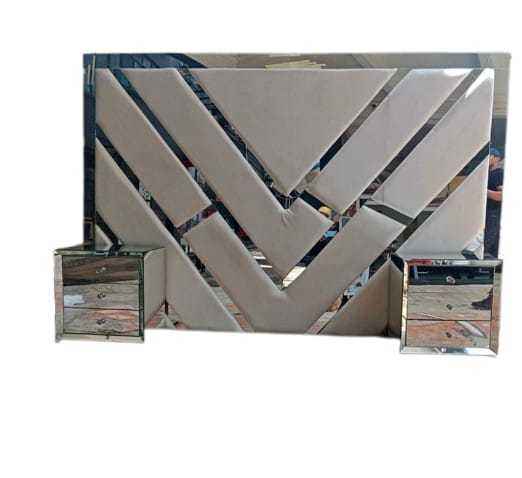 Mirrored headboard combo with mirrored padestals