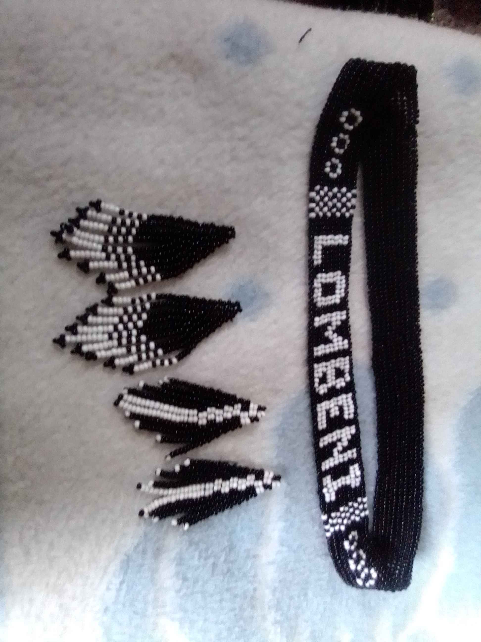 Beaded headband and matching earrings