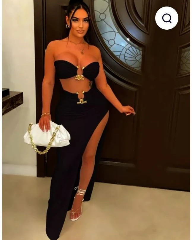 Metal Detail Crop Top & Skirt