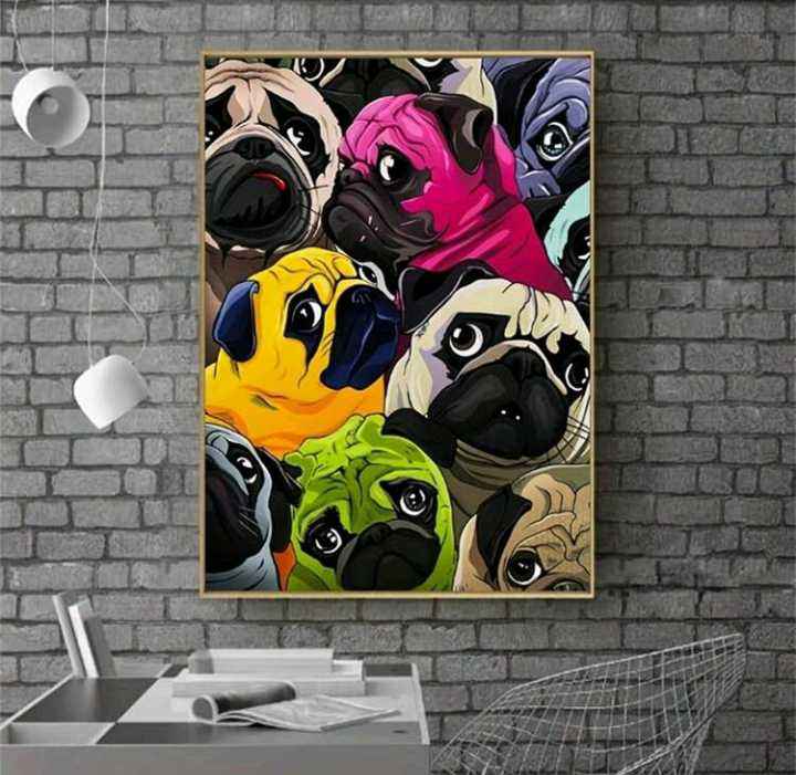 pug watercolour canvass