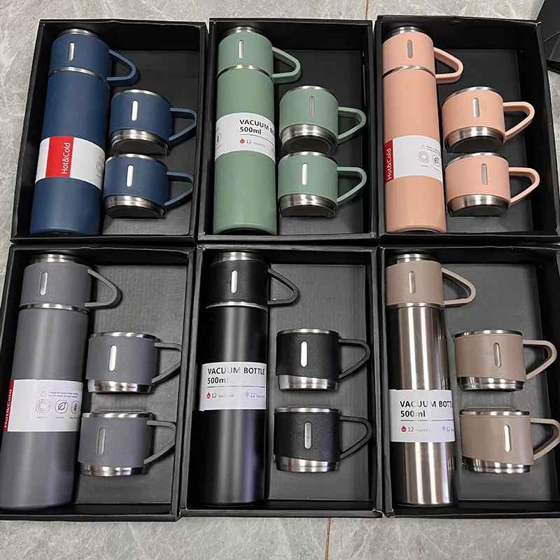 3 PC PORTABLE INSULATED FLASK SET