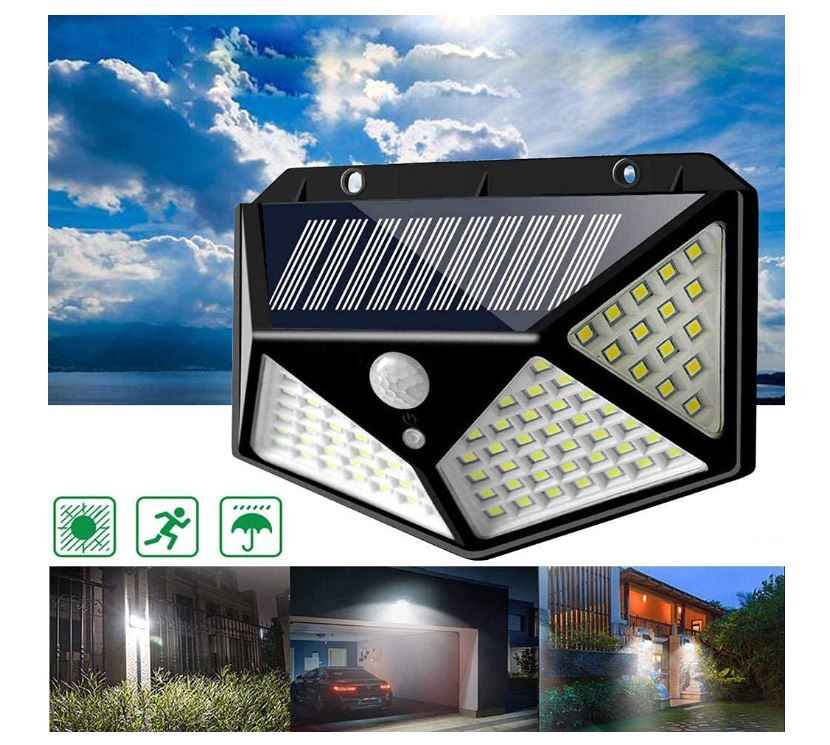 100 LED SOLAR OUTDOOR WALL LIGHT WITH MOTION SENSOR