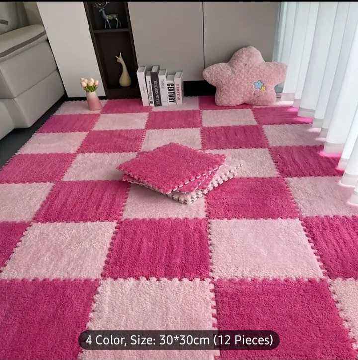 Plush puzzle floor mat