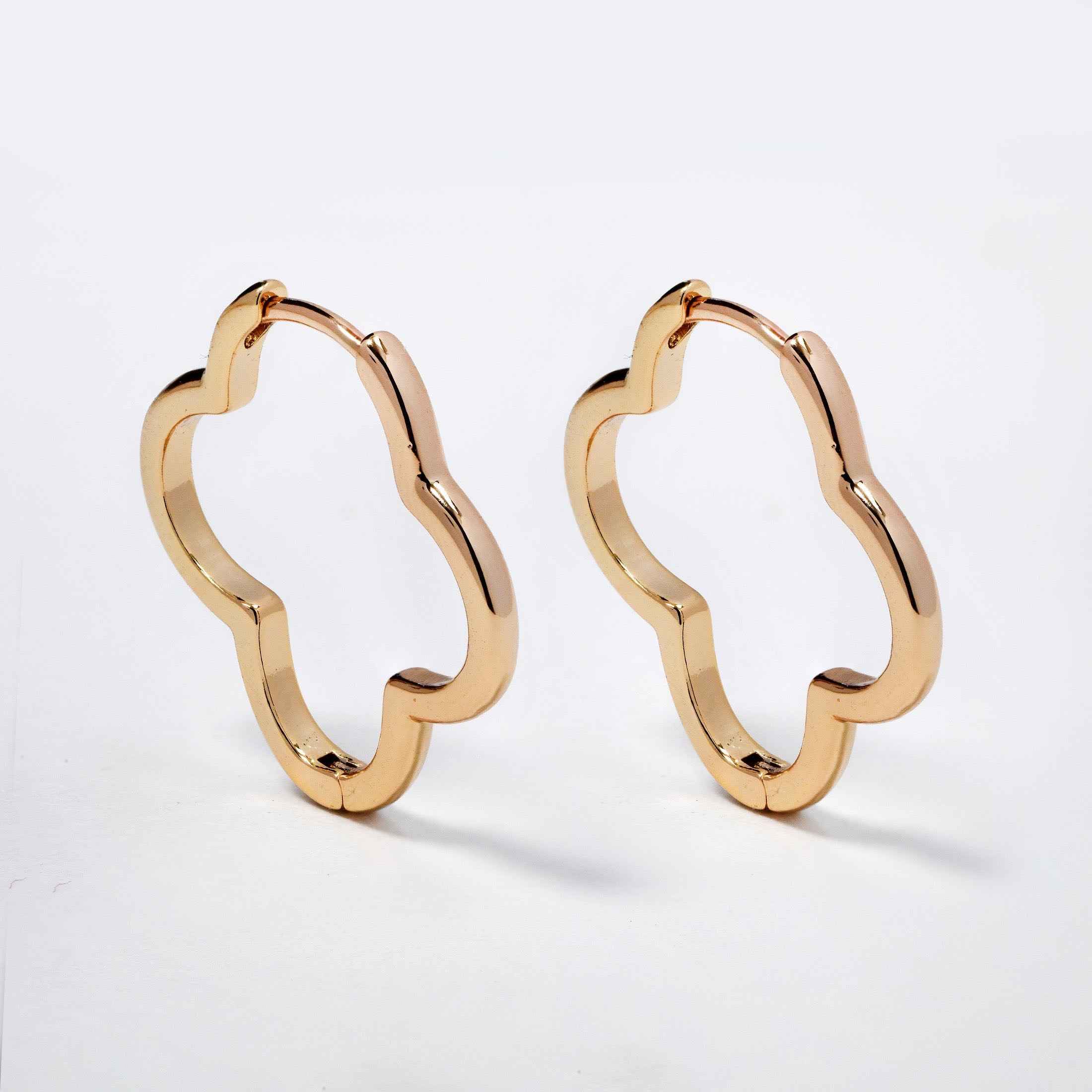 Rose Gold Cutout Clover Hoops - PYE5780