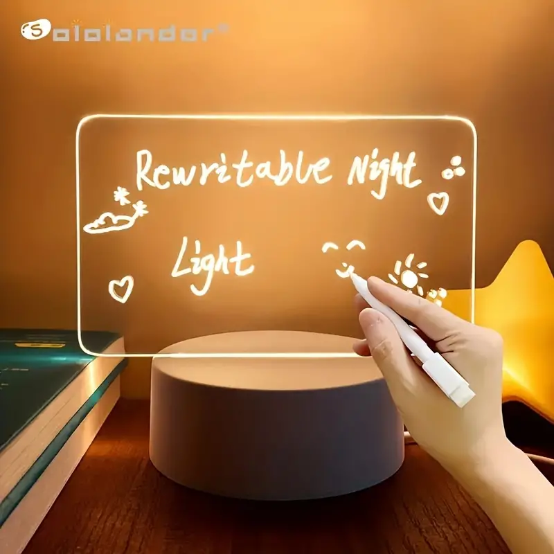 USB-Powered LED Message Board Night Light with Stylus