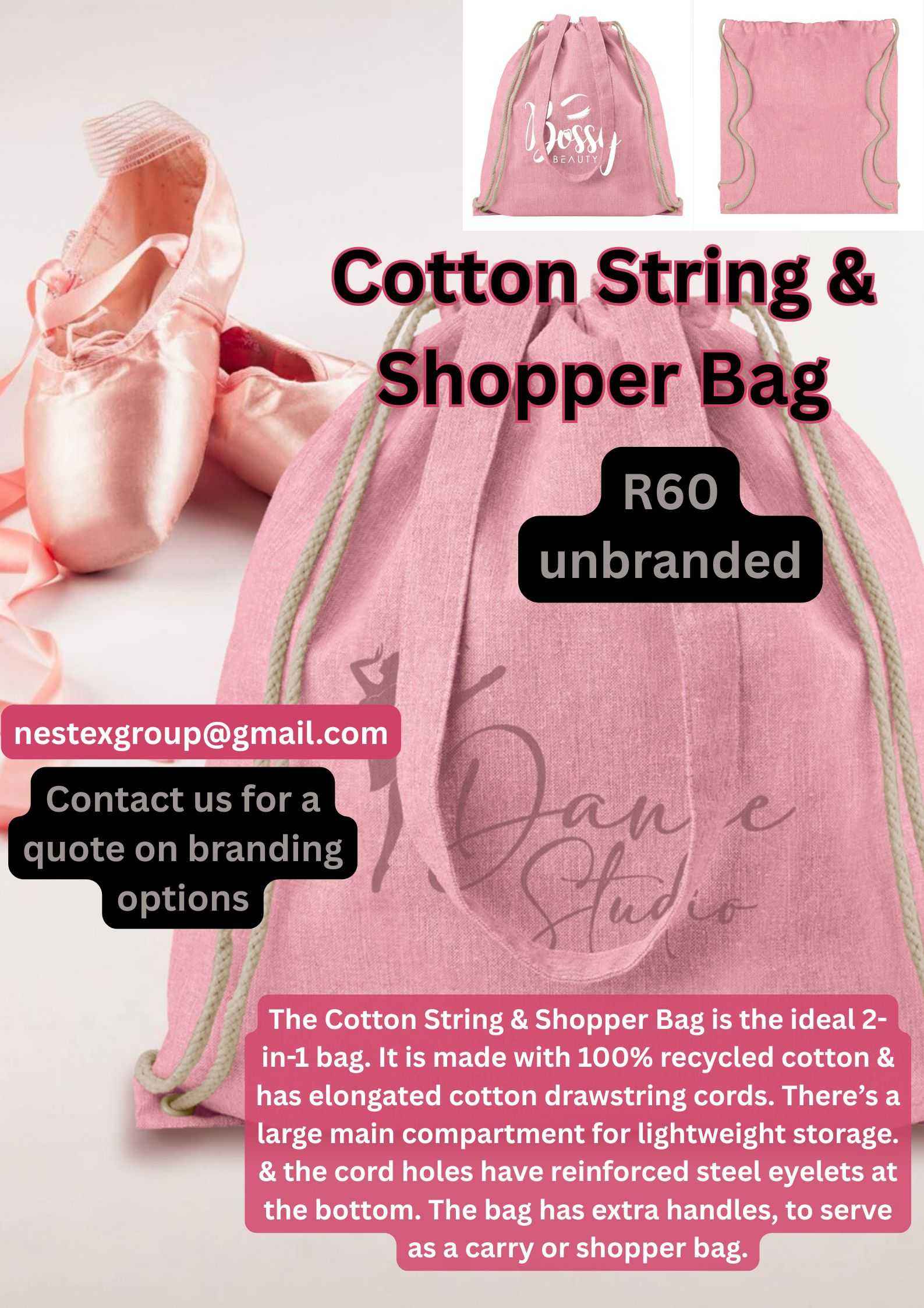 Cotton String & Shopper Bag - Pink