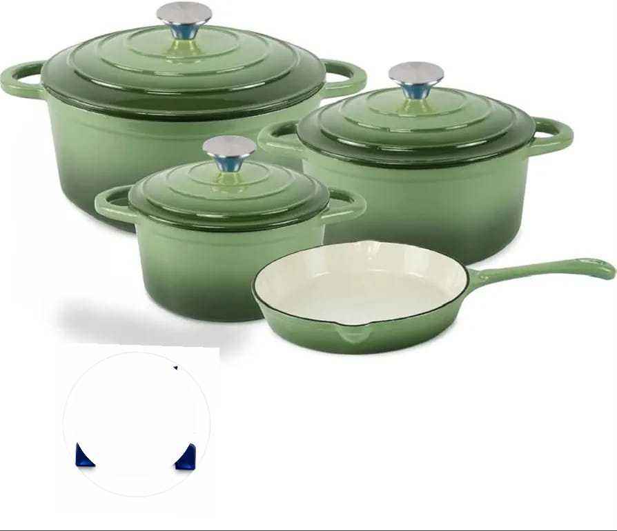 7 Piece Cast Iron Oven Cookware Pot Set