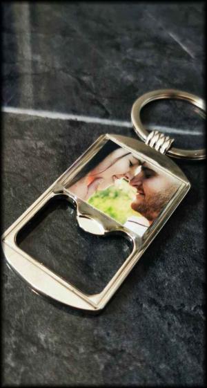 Photo and resin beer opener keyring