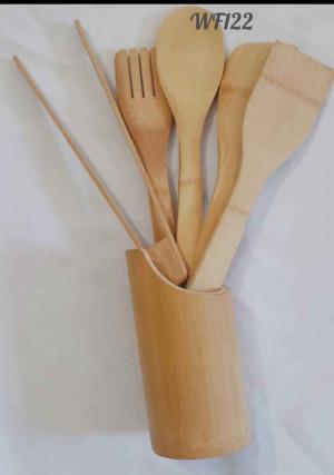Wooden 5pcs  cutlery with  holder