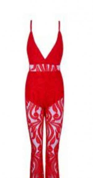 Red lace jumpsuit