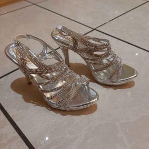 Silver, platform stiletto heel size 5