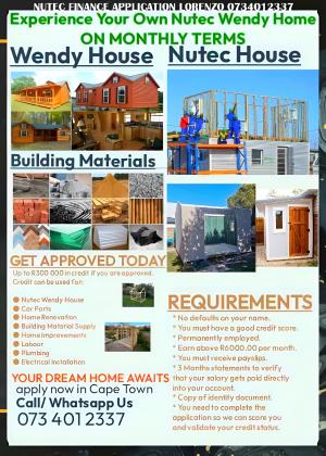 Credit terms for Nutec Wendy Houses