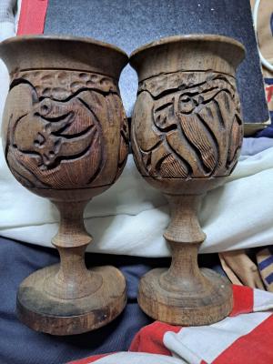 unique wine goblet hand carved