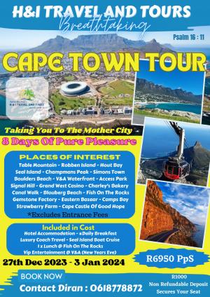 Cape Town Tour Dec 28/23 - Jan02/24