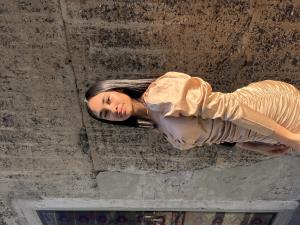 Champagne Satin Ruched Dress