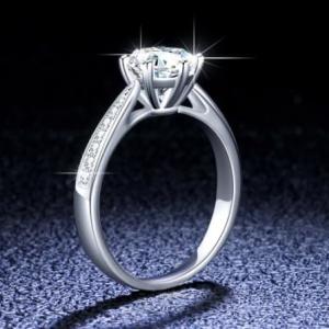 1CT Moissanite Promise Ring 925 Silver