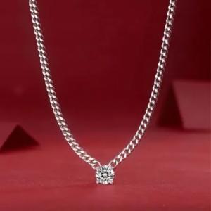 1Cts Moissanite Cuban Chain Necklace