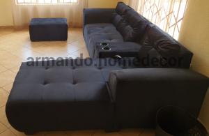 New black velvet corner couch