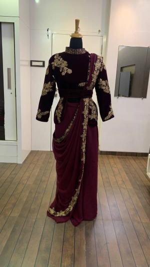 Velvet ready to wear 1 minute saree