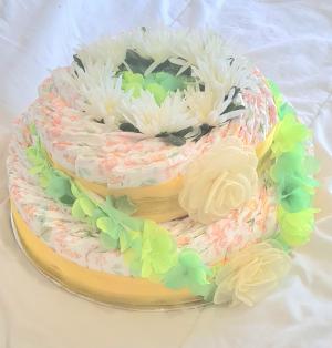2 Tier Flower power nappy cake
