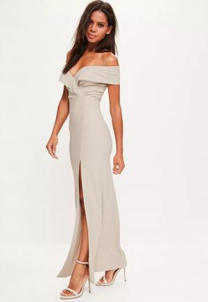 Off shoulder side slit maxi dress