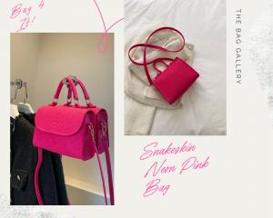 Neon Pink Snakeskin Bag
