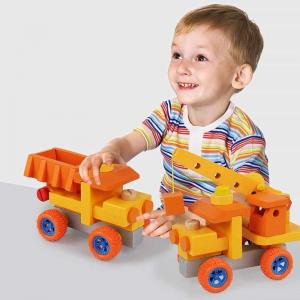 Wooden construction Vehicle Built Set