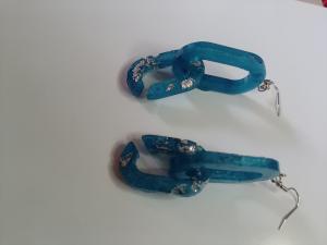 blue and silver link earrings