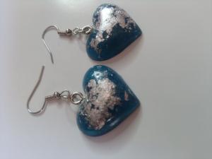 Small heart shaped blue earrings
