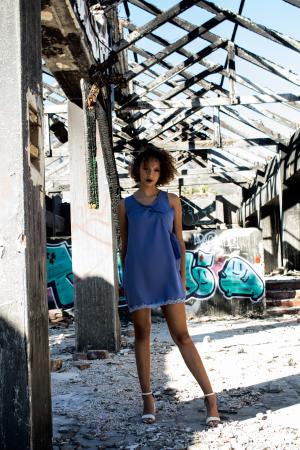 Lace-Hem Shift Mini: Elegant belt accent