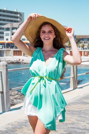 Asymmetrical V-Neck Flair Top