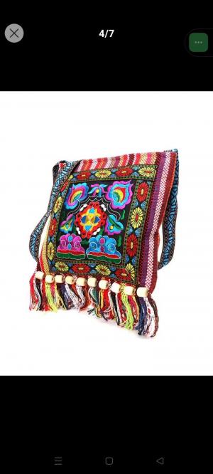 Vintage medium messenger bag embroidered