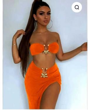 Metal Detail Crop Top & Skirt