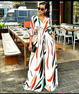 V-Neck Loose Jumpsuit