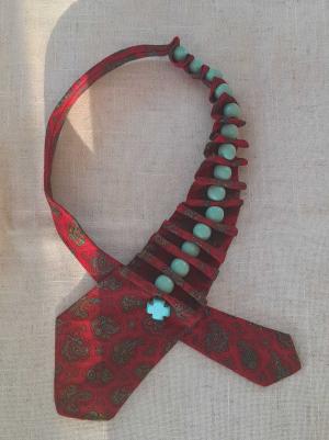 Upcycled Nectie to be worn as a neckpiece